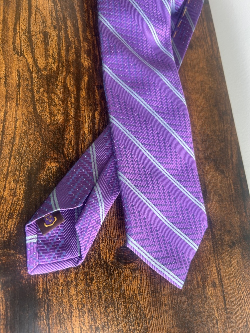 Robert Talbott Estate Purple Silk Tie Handmade USA Striped Luxury